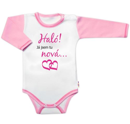 Body dlouhý rukáv s vtipným textem Baby Nellys, Haló! Já jsem tu nová, holka