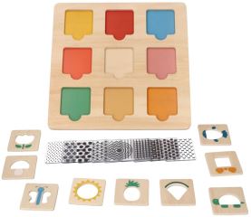 Drevená aktívna vkladačka/puzzle so vzormi, prírodná (1)