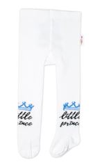 Baby Nellys Dětské punčocháče bavlněné, Little Prince - bílé s modrou korunkou (3)