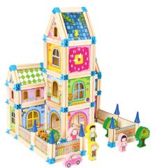 2Kids Toys Drevená stavebnica Zámok farebný (5)