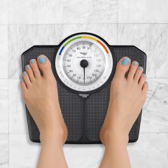 Klasická mechanická analógová kúpeľňová váha s BMI čierna 180 kg (2)