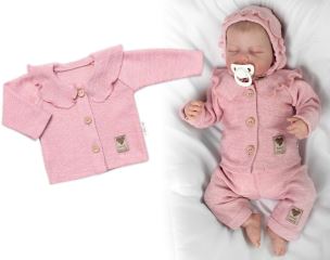 Pletený svetřík s volánkem Girl, Baby Nellys, pudrově růžový (2)