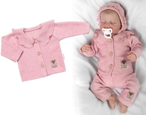 Pletený svetřík s volánkem Girl, Baby Nellys, pudrově růžový (2)
