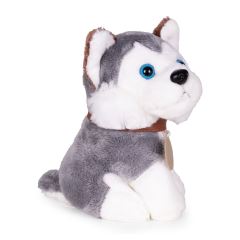 Plyšový psík husky v kabelke, plyšová hračka pre deti + kefka na úpravu srsti (4)
