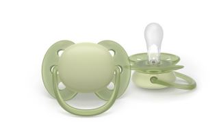 Silikónový cumlík Soft, 0-6m, Deň a noc, modrý, zelený