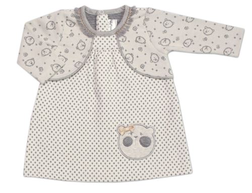 Kojenecké šatičky s bolerkem Lovely Teddy, Minetti - ecru/šedé (4)