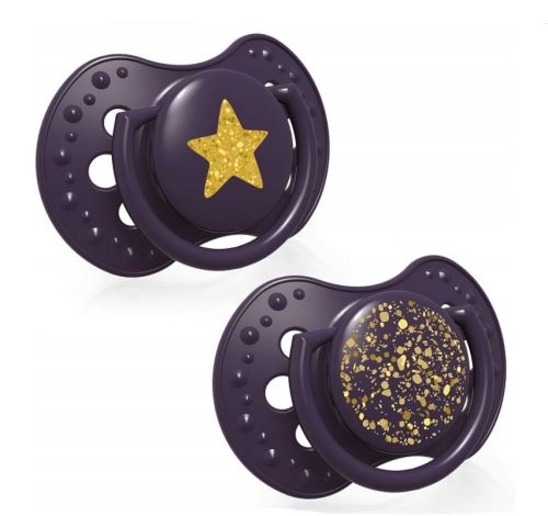 Lovi Silikónové dynamické cumlíky 3-6m, Stardust - fialové