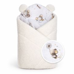 Beránková zavinovačka bavlna/beránok, boucle - Malá myška, smotana