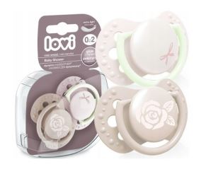 Lovi Silikónové dynamické cumlíky 0-2m Baby Shower Girl - růžové (1)