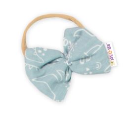 Mušelínové šatičky + čelenka 2-dílná sada Dino, Baby Nellys, mátové (1)