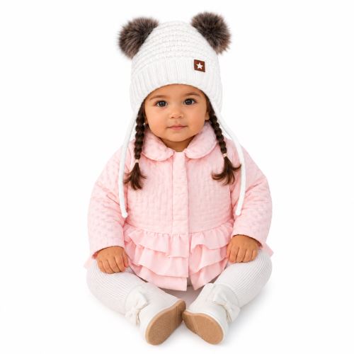 Baby Nellys Kojenecká přechodová bundička  s volánky, světle růžová (1)