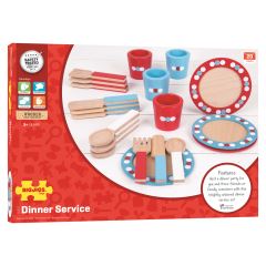 Bigjigs Toys Drevený jedálenský servis s bodkami (2)