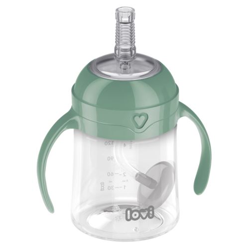 Nevylievací hrnček so slamkou a závažím Lovi Straw Cup, 150 ml, zelený