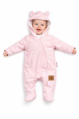 Baby Nellys Kojenecký teplákový overal s kapucí Teddy - sv. růžový (2)