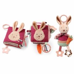 Veľká sada senzorických hračiek Rabbit Karo BabyOno - kocka, knižka, závesná hračka