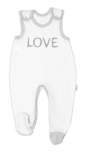 Kojenecké bavlněné dupačky, Love - bílé