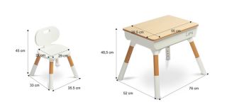 Detská sada nábytku Lara - Stôl a stolička - sivá, biela (574077)