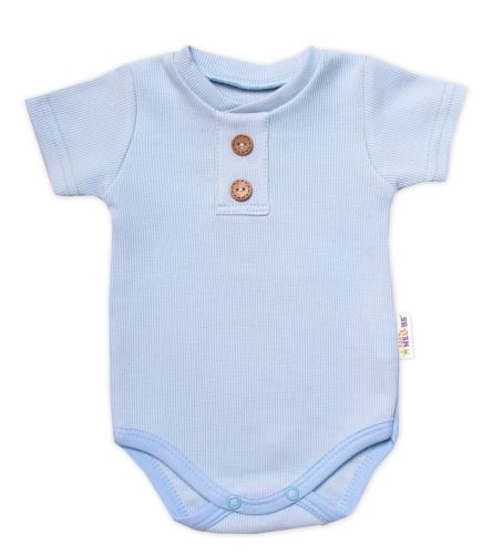 Baby Nellys Kojenecké žebrované body s knoflíčky kr. rukáv, Boy - sv. modré