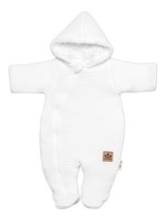 Zimní pletená kombinézka/overálek s kapucí Baby Nellys - bílá (4)