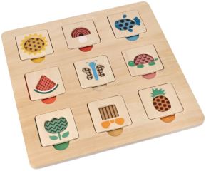 Drevená aktívna vkladačka/puzzle so vzormi, prírodná (3)