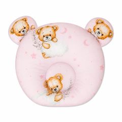 Bavlnený tvarovaný vankúšik Sleep Teddy, ružový