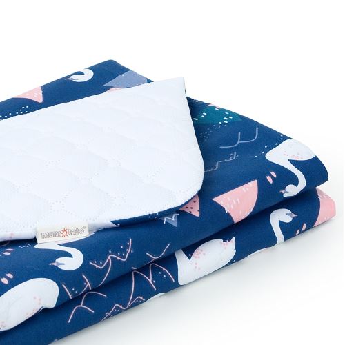 Mamo Tato Obojstranná dečka Velvet 75 x 100 cm - Labute tm. modré / biela (1)