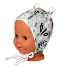 Baby Nellys Kojenecká čepička s oušky na zavazování - Palouček, mátová (1)