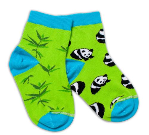 Baby Nellys Bavlněné veselé ponožky Panda - zelené