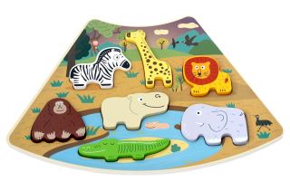 Drevené puzzle Safari prepojiteľné, 7 dielov