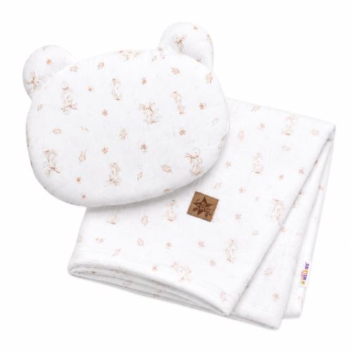 Mušelínová sada GOOSE Teddy 30x35cm, 70x100cm, 2D, Baby Nellys, biela (4)