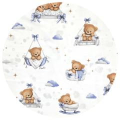 Oteplená zavinovacia deka s kapucňou, minky, 90 x 90 cm - Medvedíky, modrí (5)