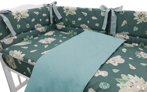 BABY NELLYS 3-dílná sada Mantinel s povlečením, Tropical Koala, zelená