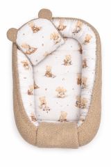 Obojstranné hniezdočko s vankúšikom, boucle, 50x80 cm, Kúzelný Medvedík, hnedý