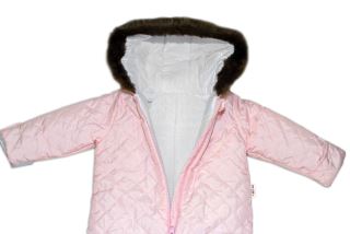 Kombinéza s kapucí a kožíškem Baby Nellys ®prošívaná, bez šlapek - sv. růžová (1)