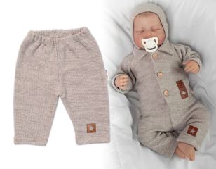 Pletené kalhoty Hand Made Boy, Baby Nellys, béžové (1)