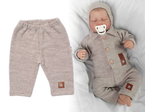 Pletené kalhoty Hand Made Boy, Baby Nellys, béžové (1)