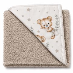 Detská luxusná obojstranná deka 90x75 cm, Sleepy Teddy, béžová