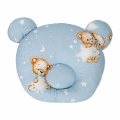 Bavlnený tvarovaný vankúšik Sleepy Teddy, modrý