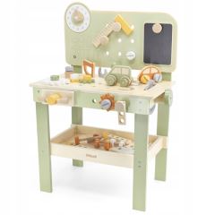 Drevená dielňa s náradím – detský pracovný stôl, ponk, náradie pre deti