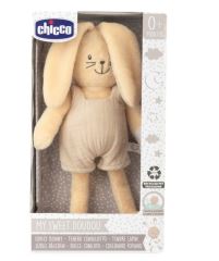 CHICCO plyšový zajko s hrkálkou My Sweet Doudou - krémový (1)