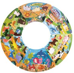 Drevené puzzle Kruh prepojiteľné 6 v 1, 42 dielkov