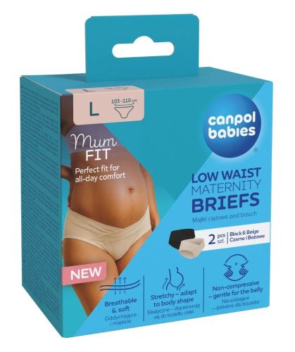 Nohavičky pre tehotné Canpol babies MumFit pohodlné 2 ks, čierne, béžové - L