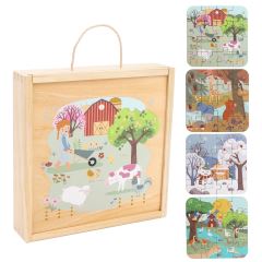 2Kids Toys Puzzle v drevenej krabici Štyri ročné obdobia