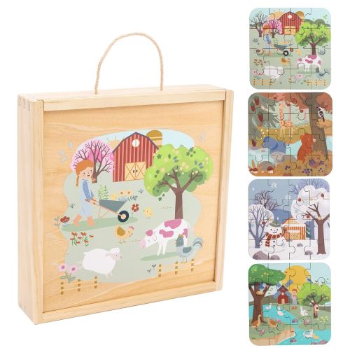 2Kids Toys Puzzle v drevenej krabici Štyri ročné obdobia