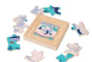 Adam Toys Drevené vrstvené puzzle Antarktída (2)