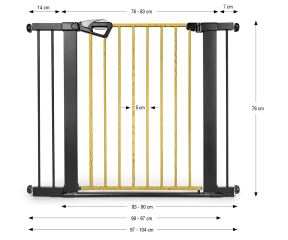 Detská bezpečnostná zábrana GUARDY 104 cm – bránka na schody a dvere (76–104 cm), čierna (8)