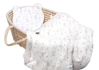 Mušelínová sada GOOSE Teddy 30x35cm, 70x100cm, 2D, Baby Nellys, biela (2)