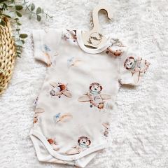 Body kr. rukáv, bavlna, zapínání u krku, Baby Nellys Piloti, krémové (1)