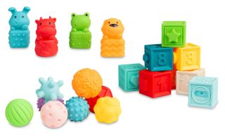 Toyz Mäkké senzorické kocky 20 ks – s číslami a loptičkami, 6m+