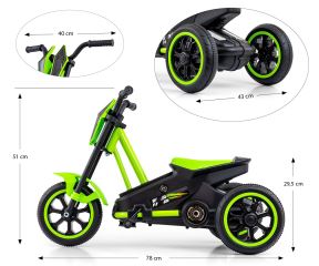 Detská motokára RIDER – šliapací gokart, 3+, nosnosť 30 kg - zelená (5)